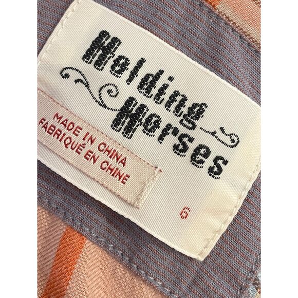 ~ Sz 6 Holding Horses Blouse Light Flowy Convertible Sleeves Oversized 6 Boho Sm - Picture 3 of 12